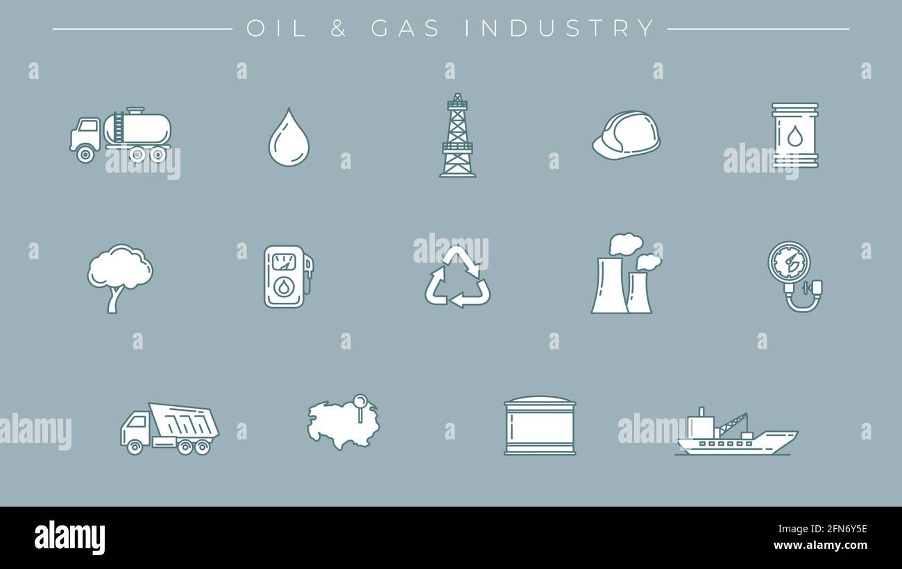 Oil and Gas Industry concept line style vector icons set Stock Vector ...