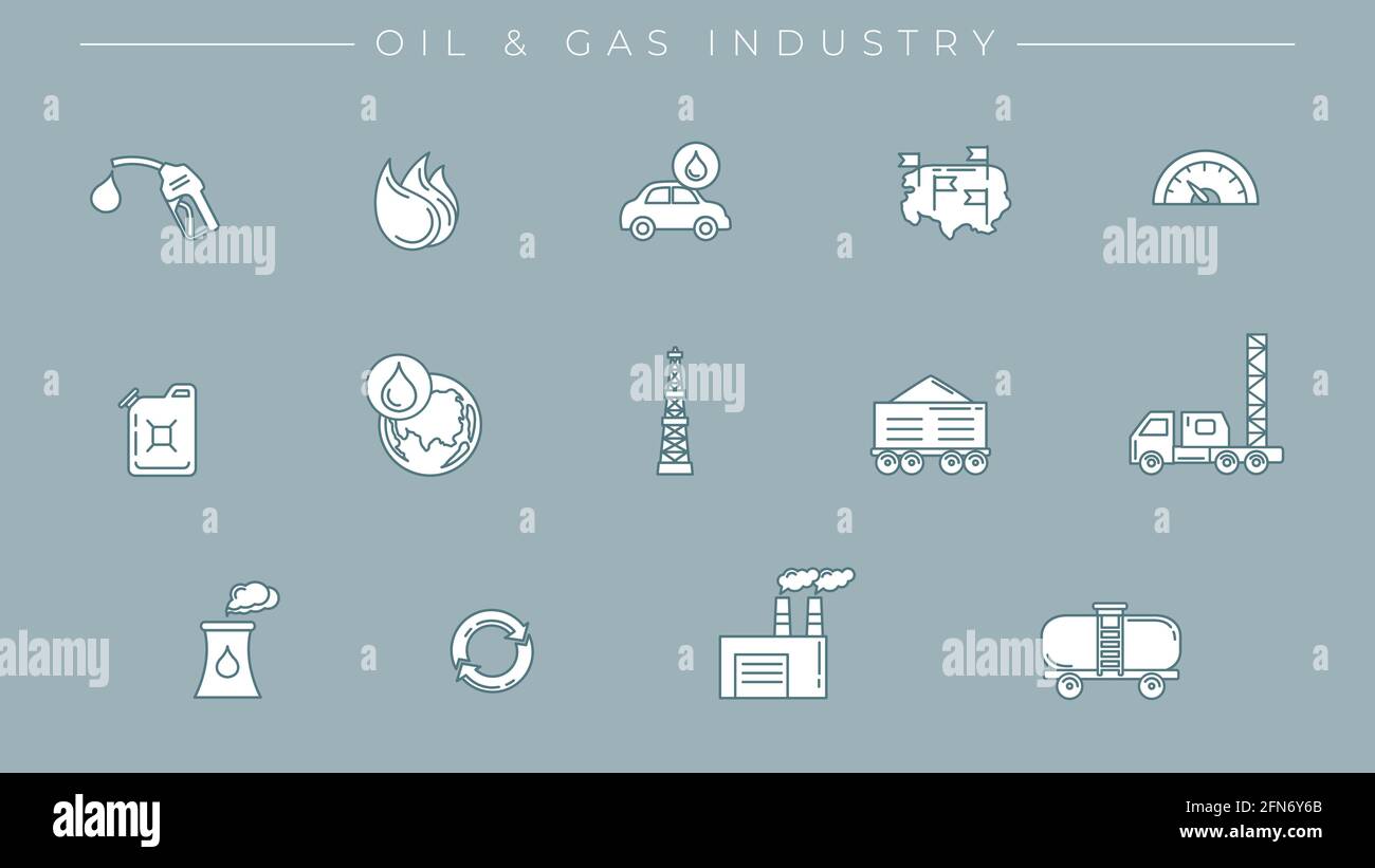 Oil and Gas Industry concept line style vector icons set Stock Vector ...