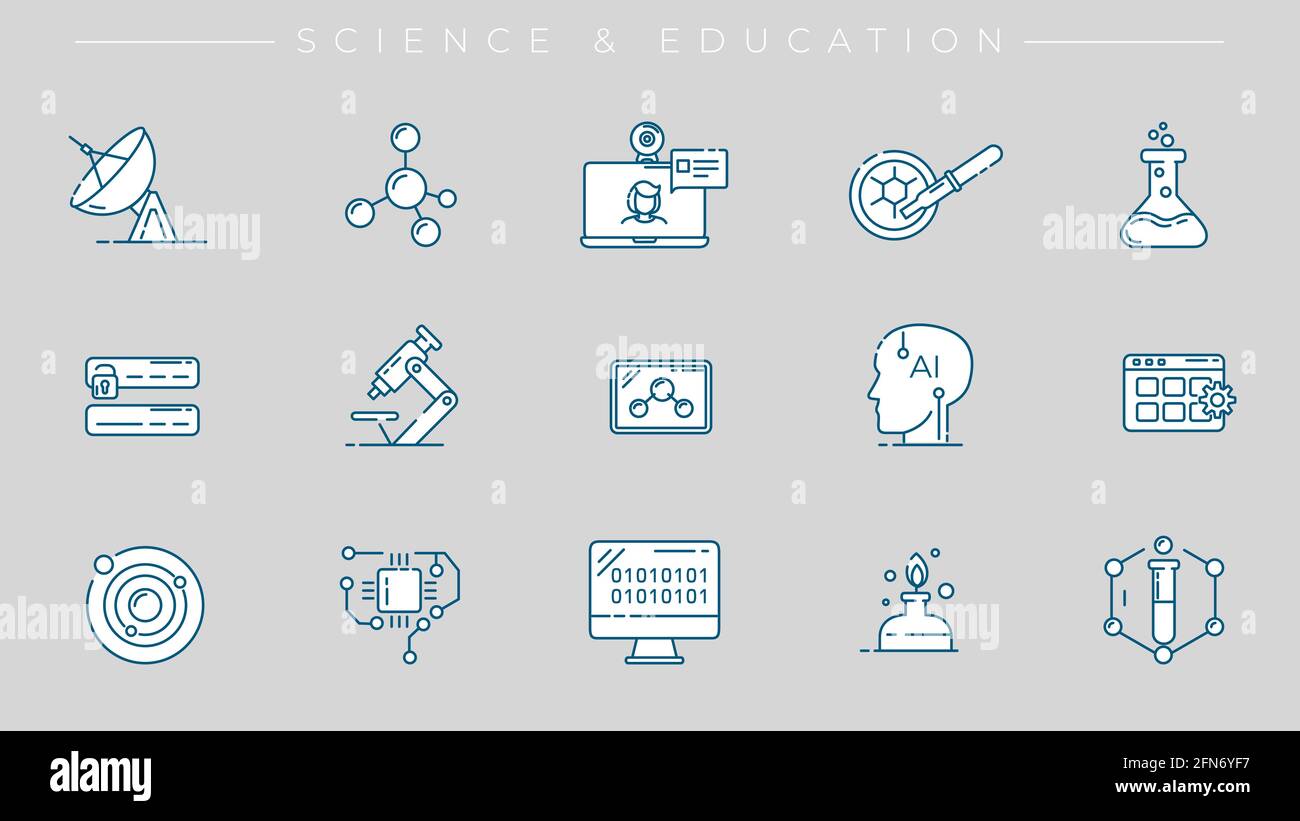 Science and Education concept line style vector icons set Stock Vector ...