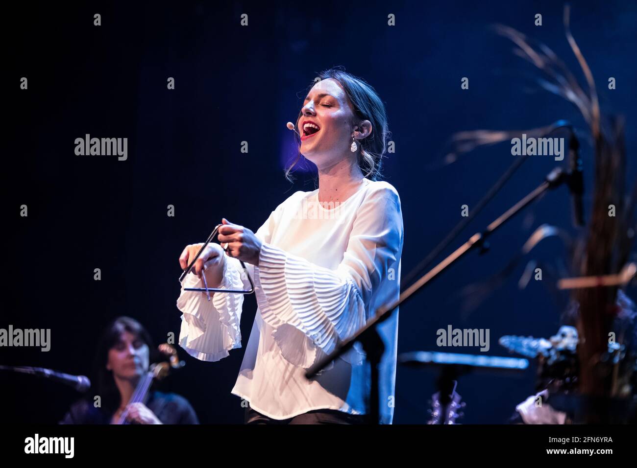 Barcelona, Spain. 2021.05.14. Carola Ortiz singer and clarinettist concert at Centre Artesa Tradicionarius. Stock Photo
