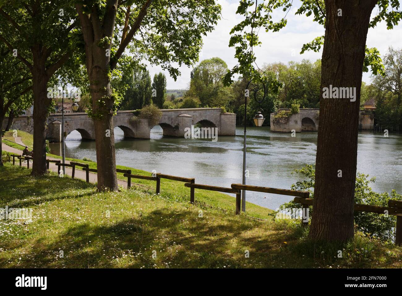 The Old Bridge at Limay, Yvelines, France Stock Photo