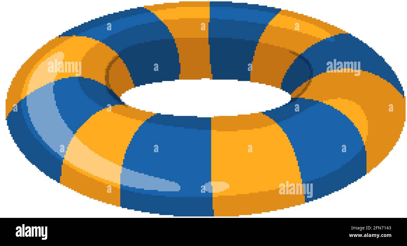 Striped blue and yellow swimming ring isolated illustration Stock