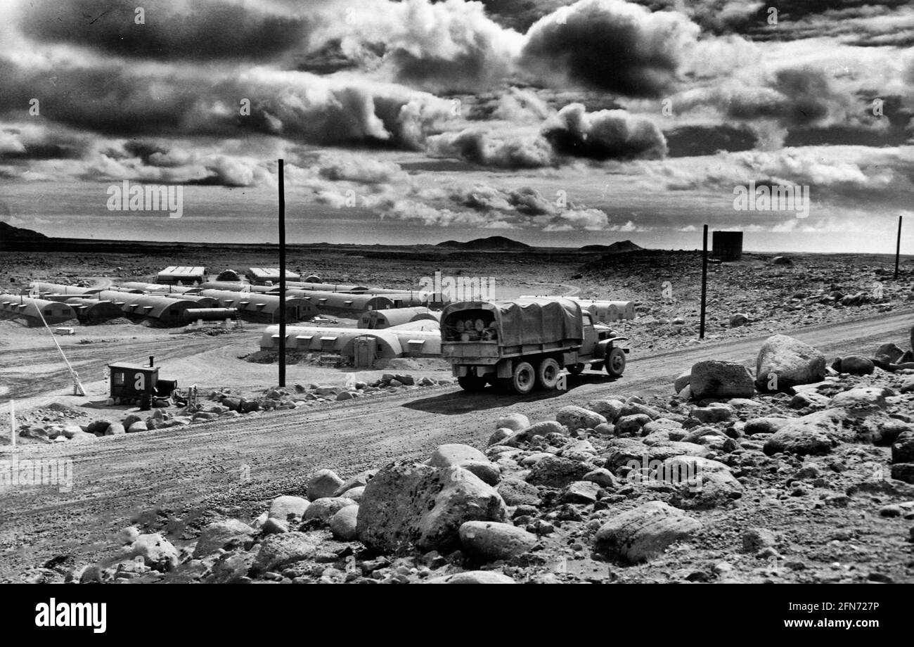Trucking to Interior Depots, Iceland during World War II Stock Photo