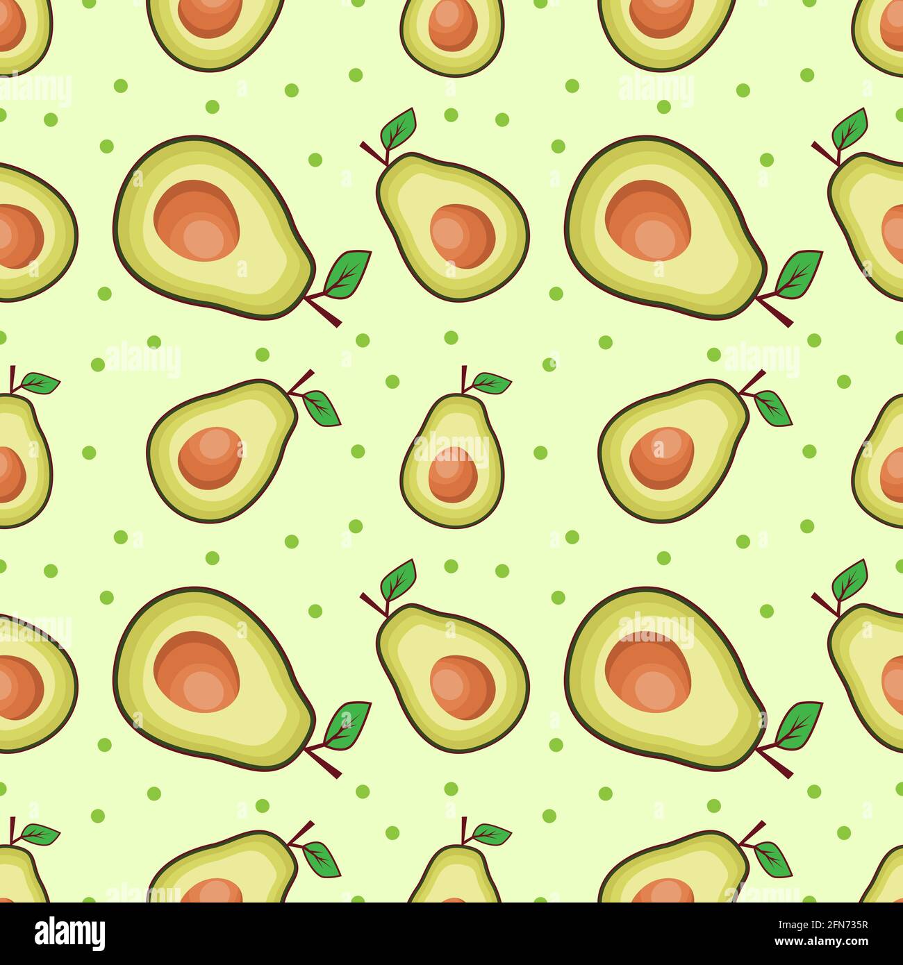 Avocado Fruit Seamless Pattern Vector Illustration Stock Vector