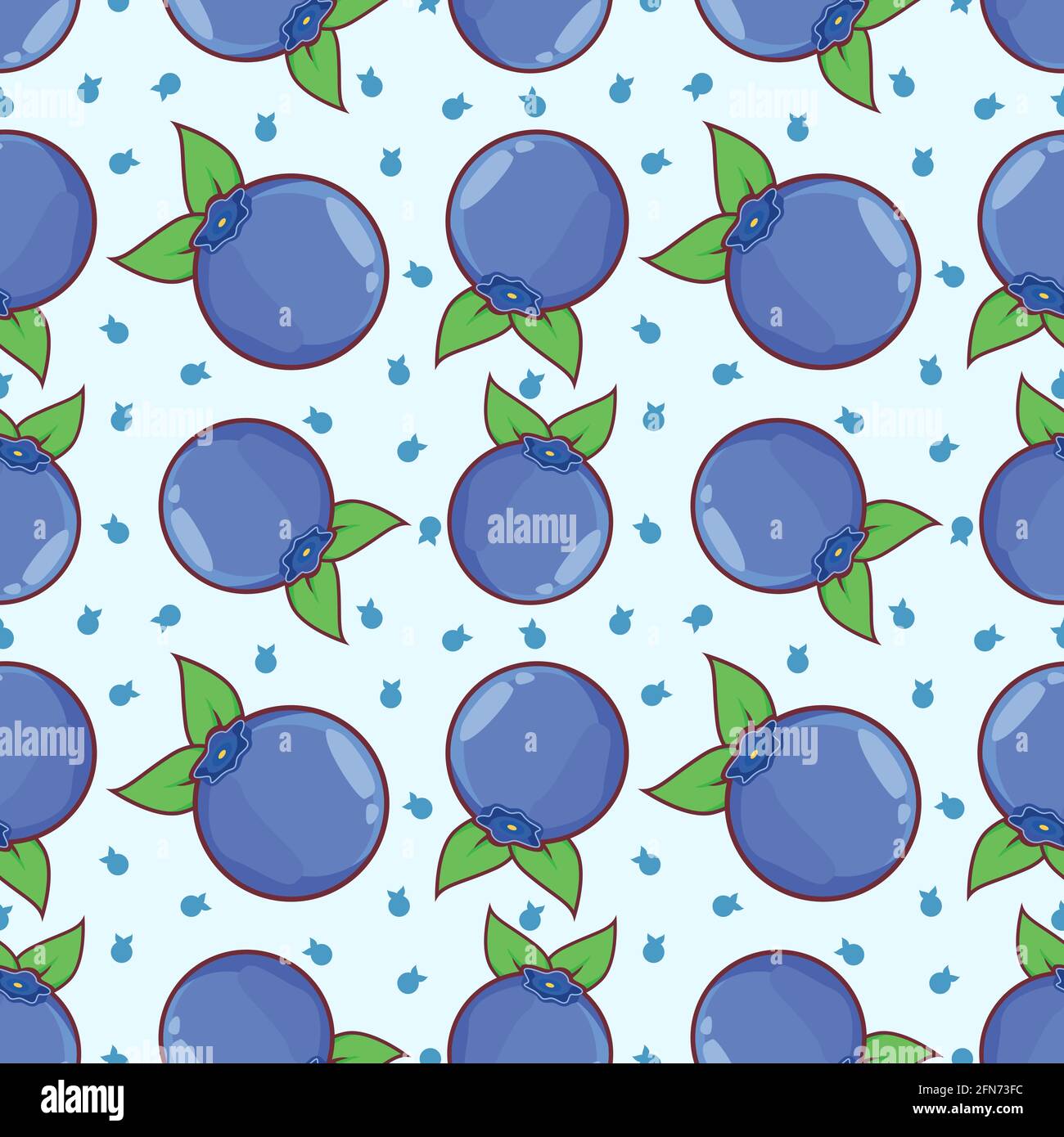 Blueberries Fruit Seamless Vector Pattern Illustration Stock Vector