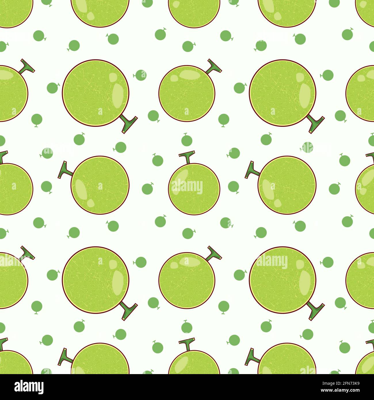 Cantaloupe Melon Fruit Seamless Vector Pattern Illustration Stock Vector