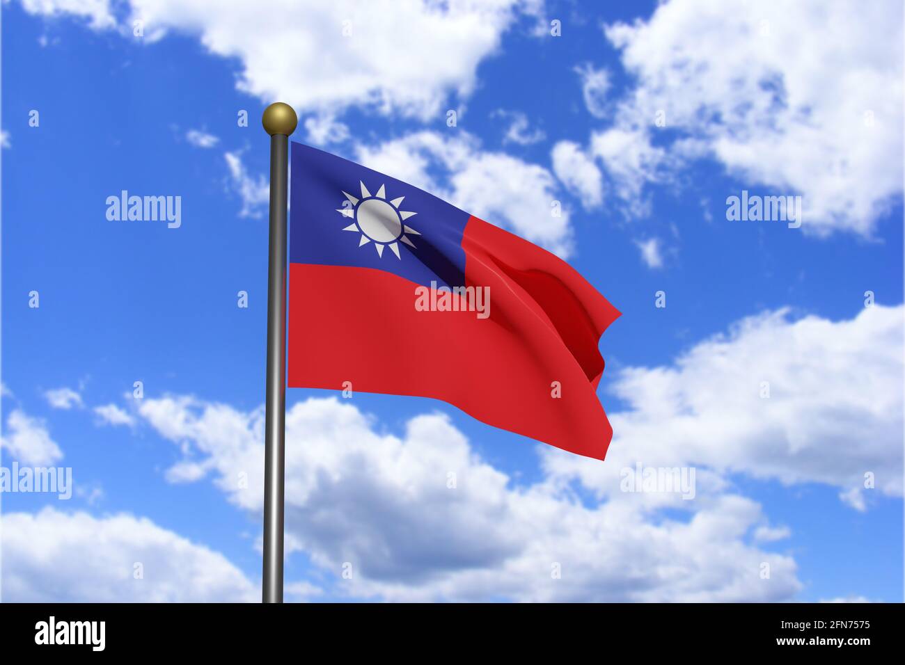 3D Rendered image. Flag of Taiwan waving in the wind Stock Photo - Alamy