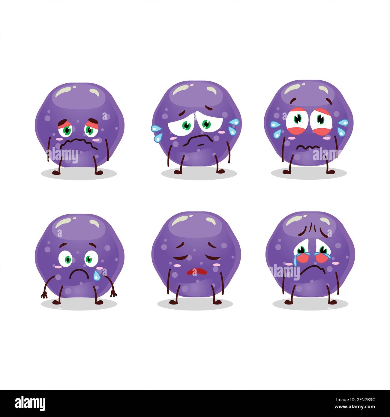 Sweets Sad Jelly sweets candy purple cartoon character with sad expression. Vector ...