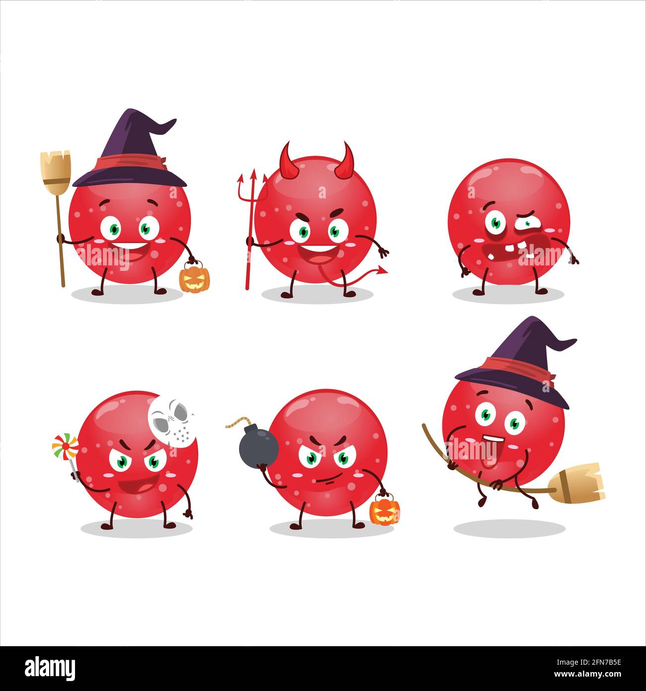 Halloween expression emoticons with cartoon character of jelly sweets candy red. Vector illustration Stock Vector