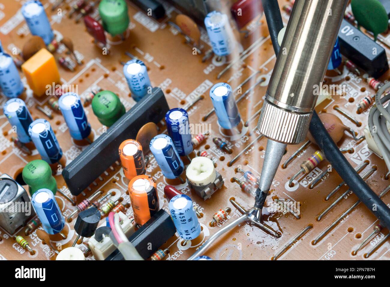 Soldering iron and verification testing of electronic boards Stock