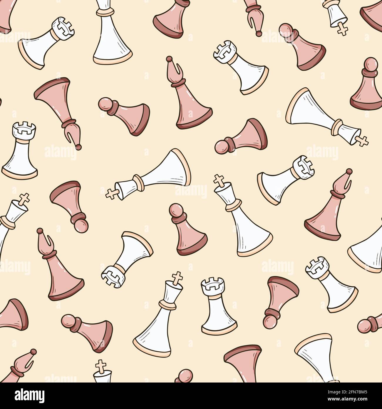 Hand drawn seamless pattern of cartoon chess game pieces. Doodle sketch  style. Isolated vector illustration for a chess club, tournaments, course  wallpaper, background, textile design Stock Vector Image & Art - Alamy