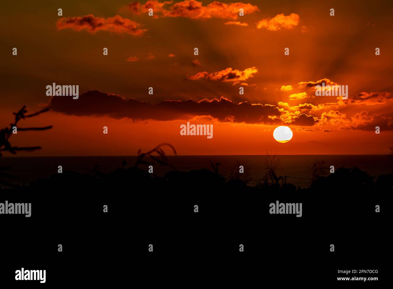 sunset on the tropical island of Mauritius Stock Photo - Alamy