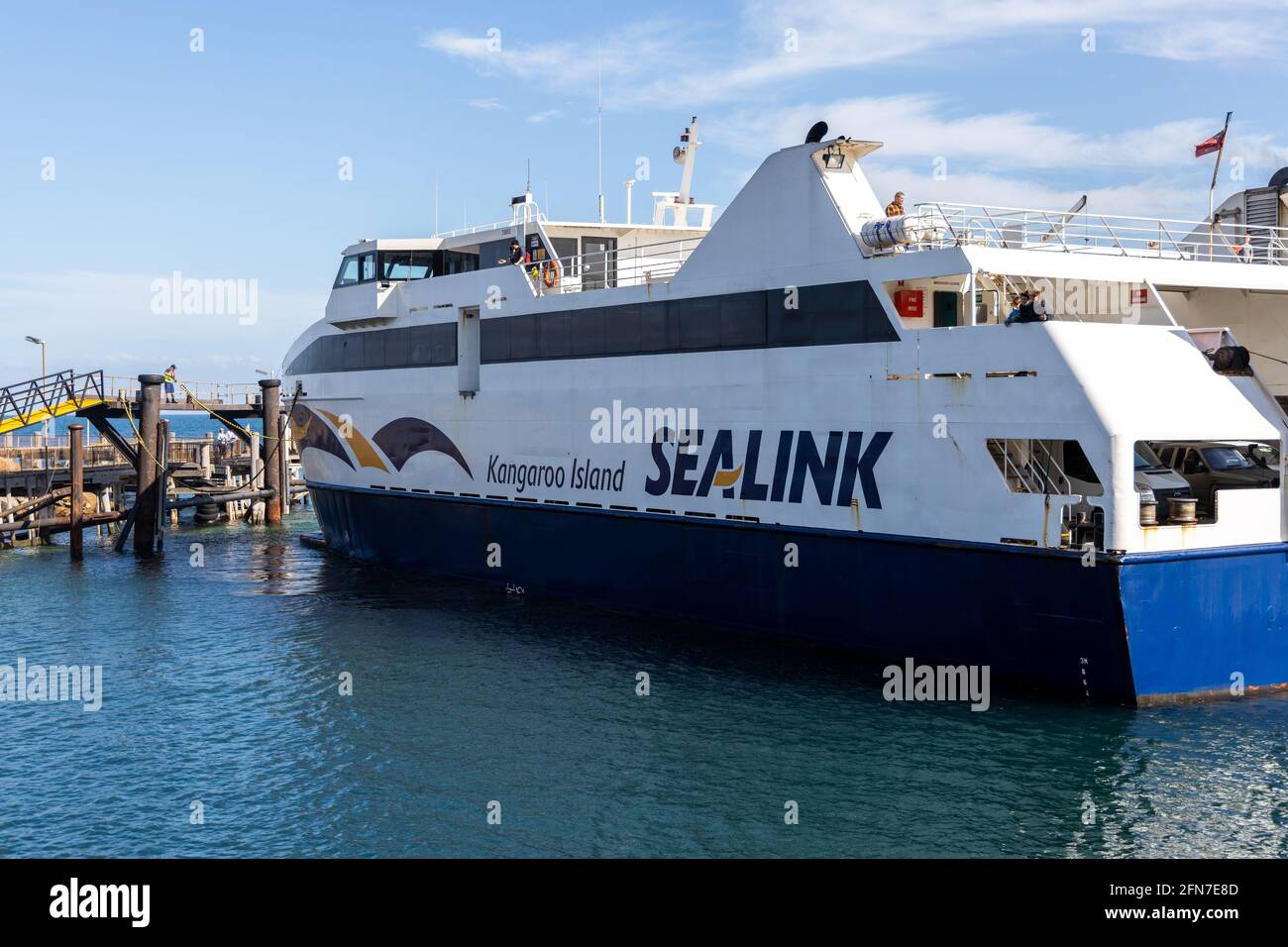 Kangaroo island Sealink ferry turning at cape jervis south australia on