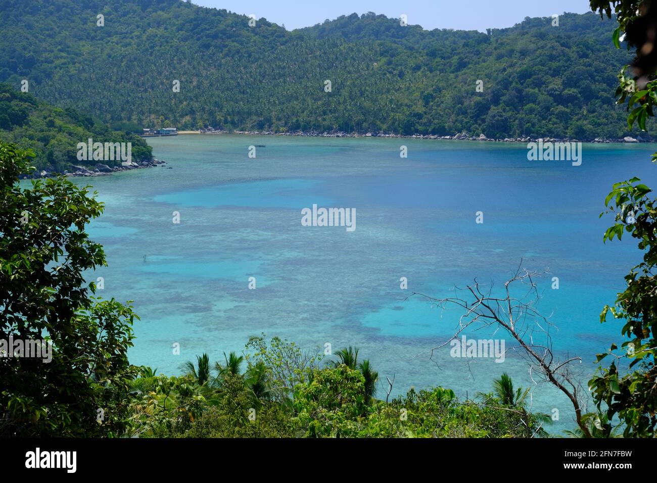 Indonesia Anambas Islands - Telaga Island bayview with corals Stock Photo