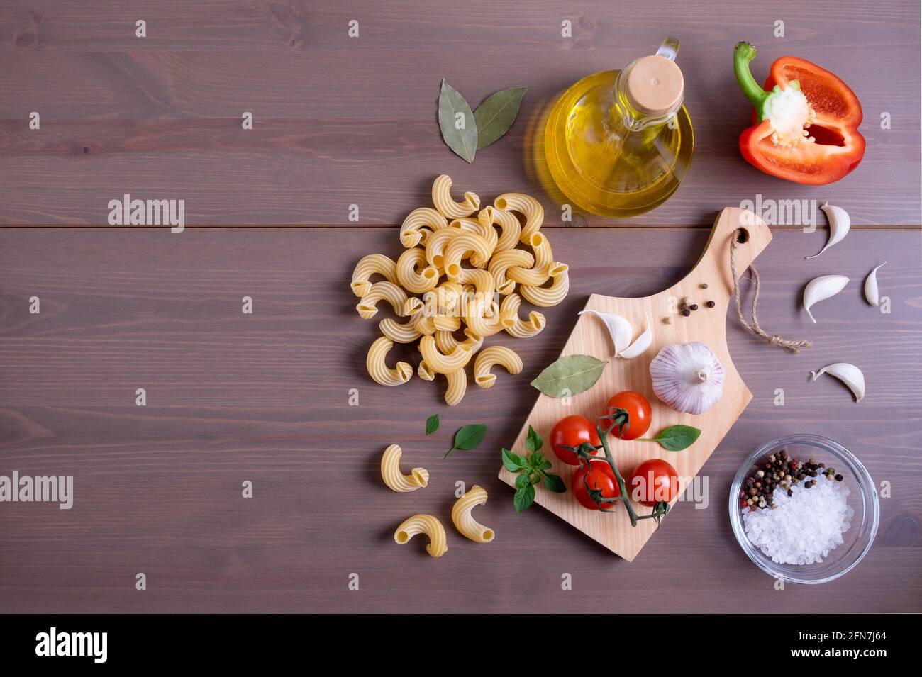 Ingredients for making Italian pasta Stock Photo