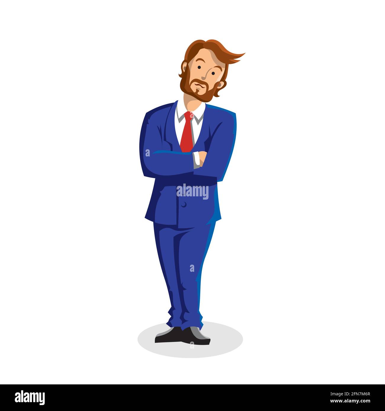 An illustration of business man vector character wearing blue suit