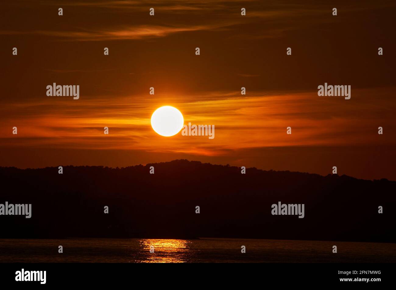 Sunset at Sant Antoni de Portmany, Ibiza, Spain, Europe Stock Photo
