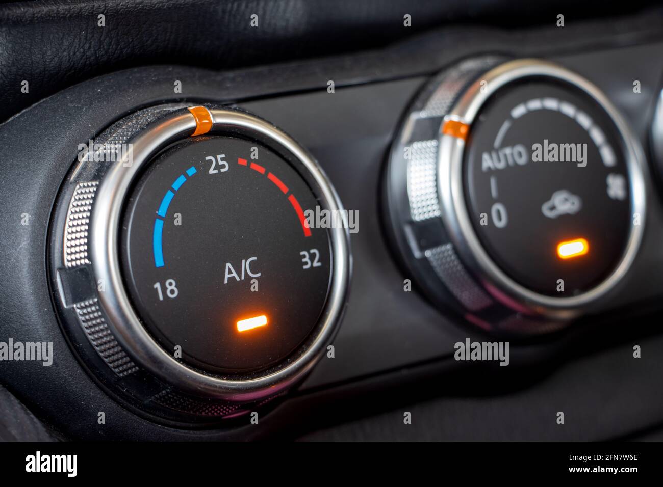 Air conditioning controls on the car dashboard. Close up car