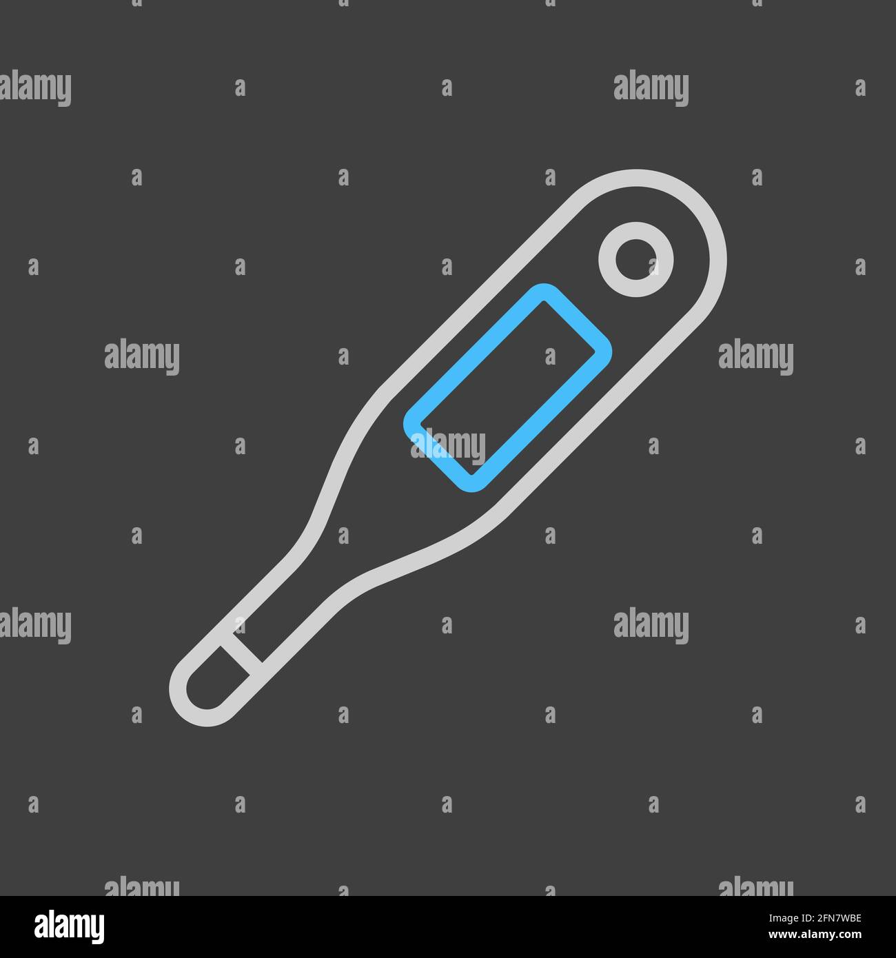 Electronic medical thermometer vector icon on dark background. Medicine and medical support sign. Graph symbol for medical web site and apps design, l Stock Vector