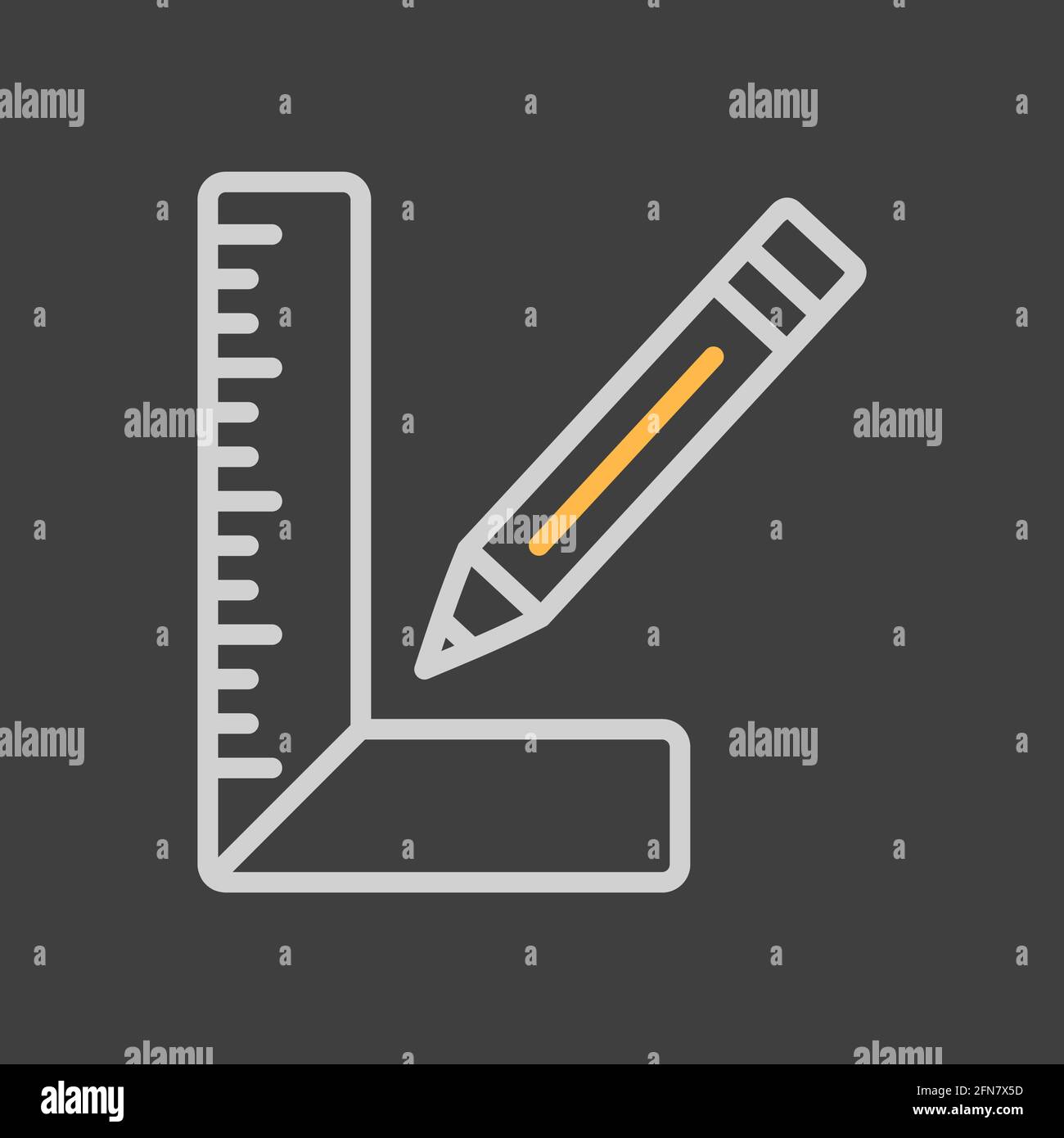 Carpenter square and pencil vector icon on dark background
