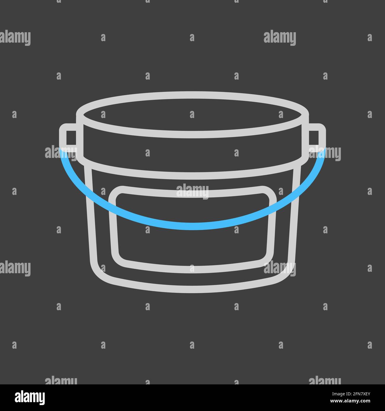 Pastic bucket container for paint or food icon on dark background. Construction, repair and building vector design and illustration Stock Vector