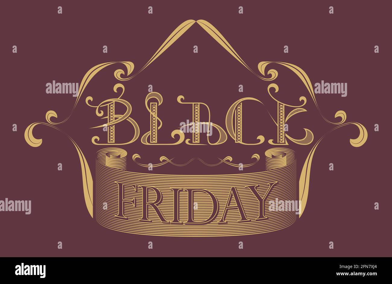 Vector black friday text in monogram style Stock Vector