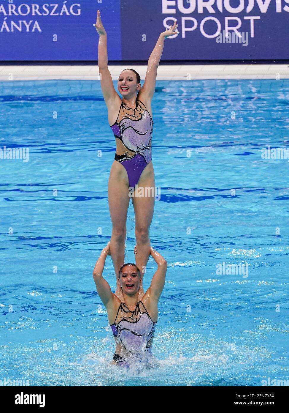 BUDAPEST, HUNGARY - MAY 15: Nike Barta, Katalin Csilling, Linda Farkas,  Boglarka Gacs, Lilien Gotz, Hanna Hatala, Szabina Hungler, Adelin Regenyi,  Luca Renyi and Anna Viktoria Szabo of Hungary competing in the