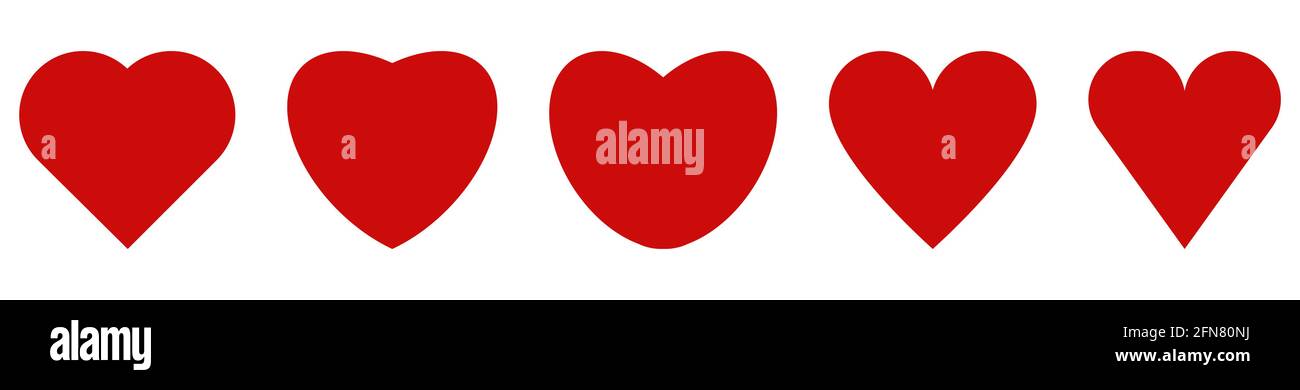 Set of red shape heart icons. Sign of love. Vector isolated on white ...