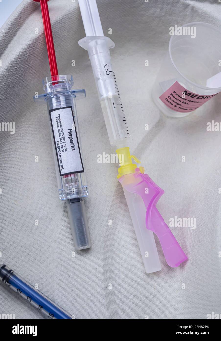Syringe loaded with Heparin ready for injection, highly sulphated glycosaminoglycan, widely used
