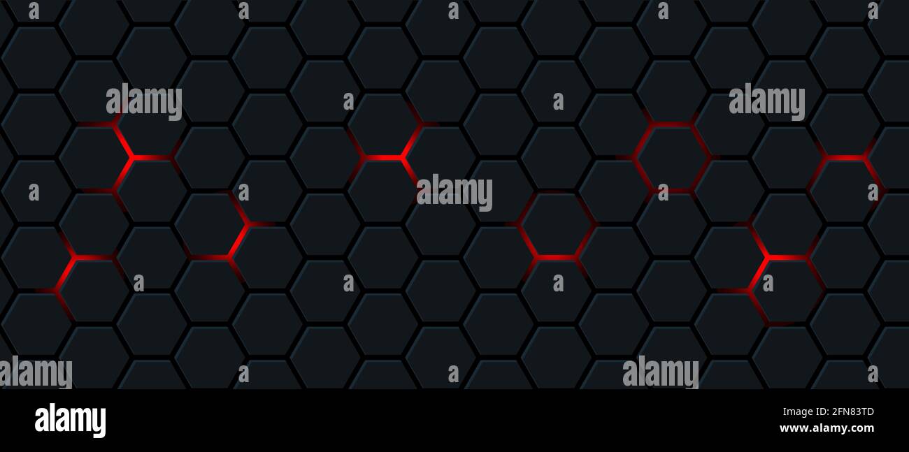 Red light and black hexagon abstract background Stock Vector Image ...