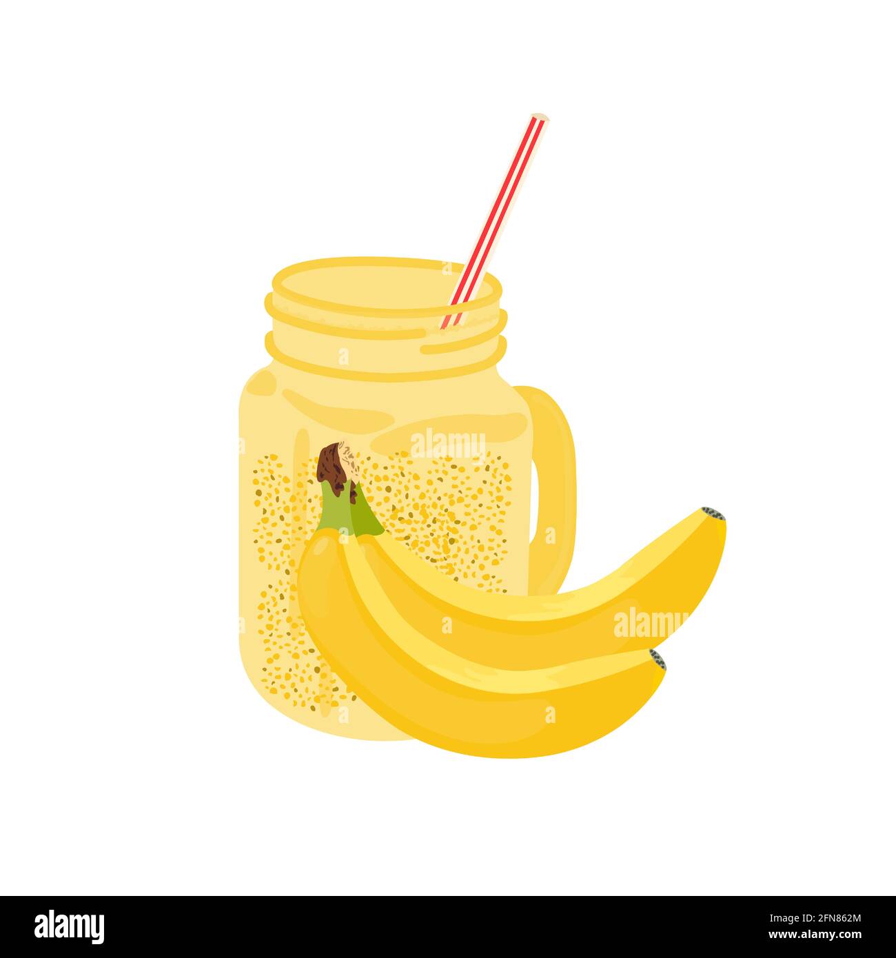 Smoochie Cartoon Banana smoothie in cartoon flat style on white background. Healthy ...