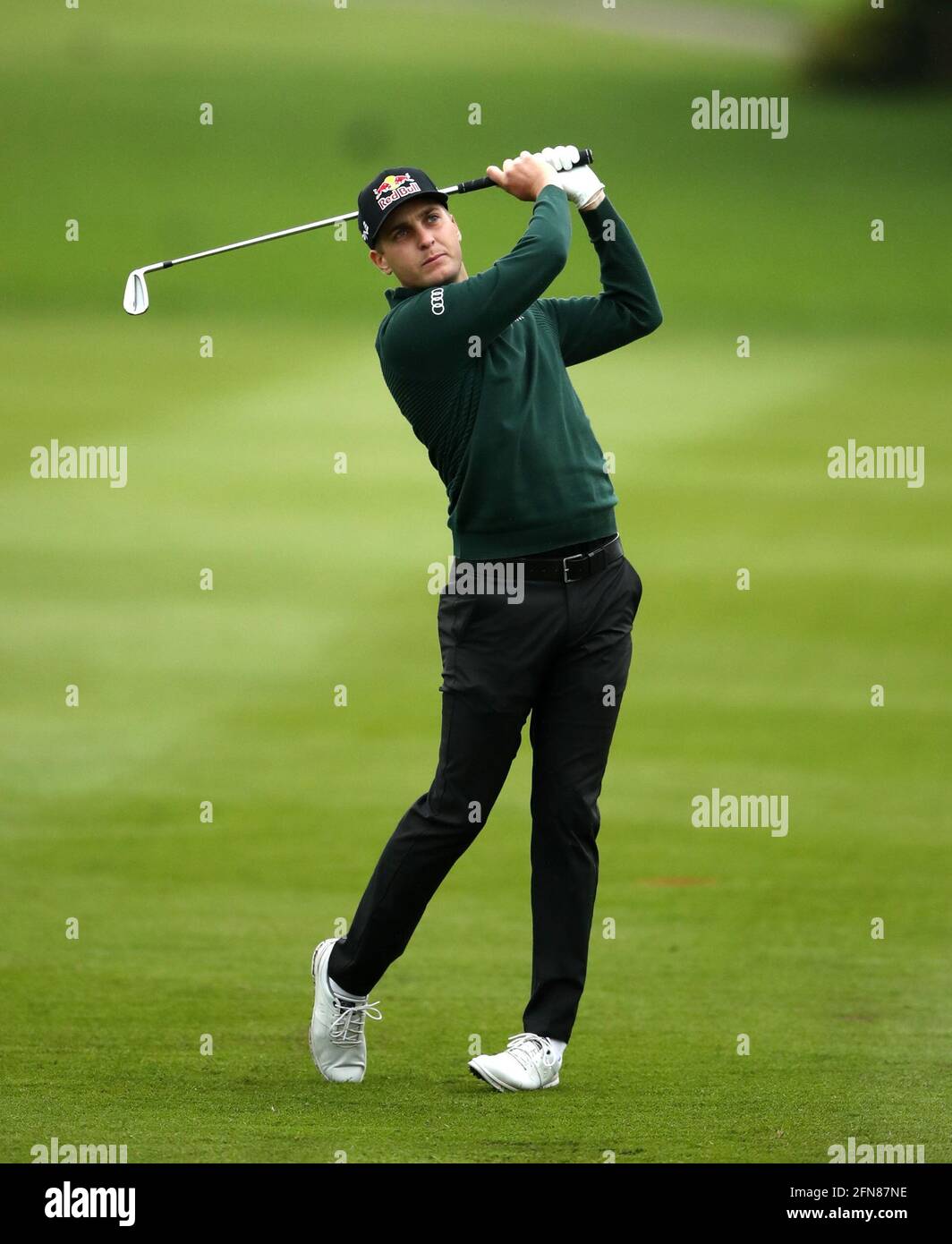 AustriaÕs Matthias Schwab on the first fairway during day four of the Betfred British Masters at The Belfry, Sutton Coldfield. Picture date: Saturday May 15, 2021. Stock Photo