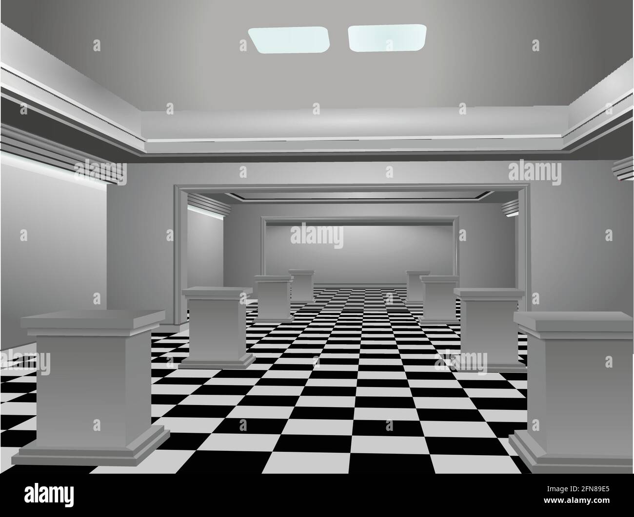 3D View of a Big room in vector format Stock Vector