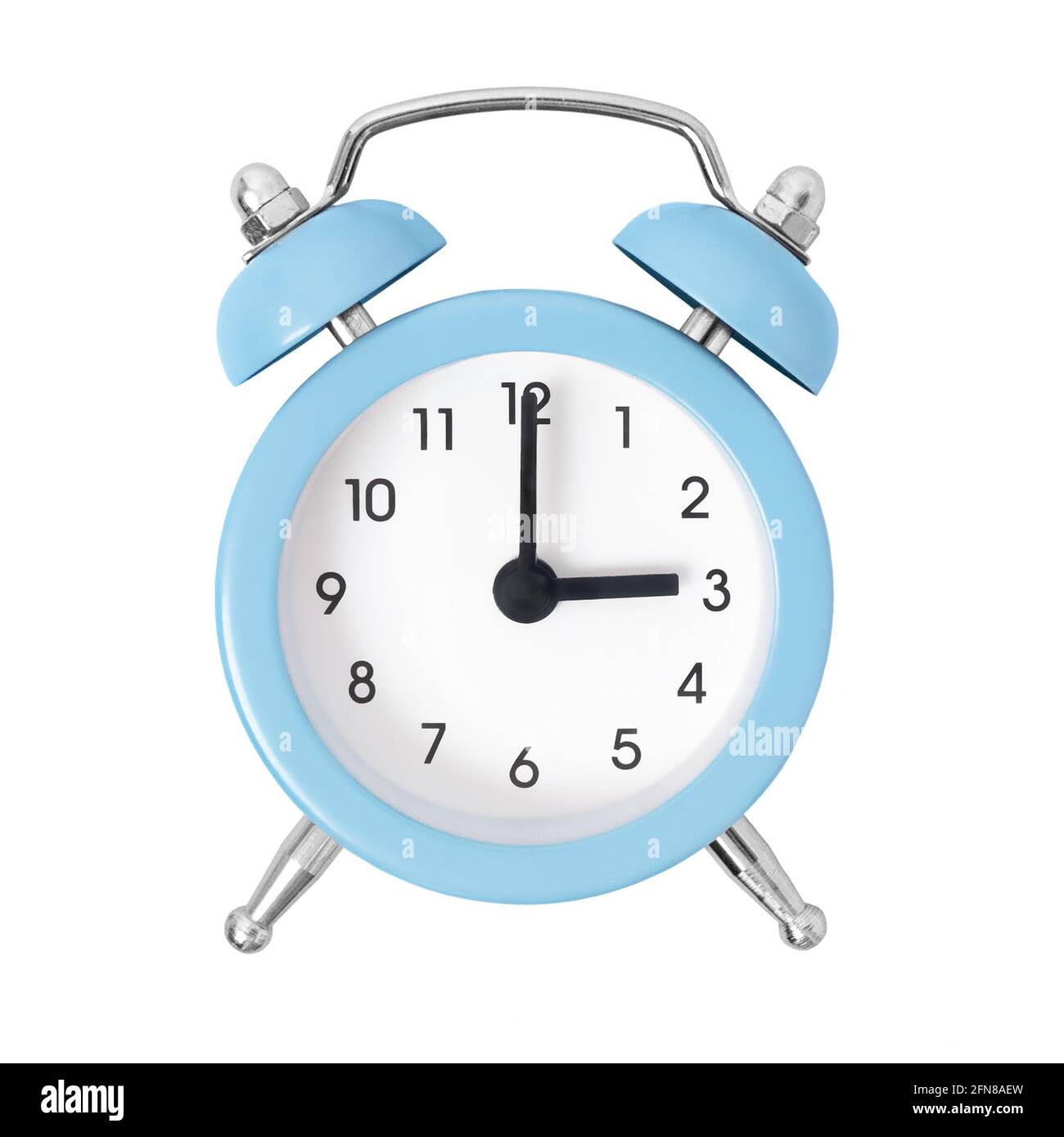 Retro alarm clock isolated on a white background. Stock Photo