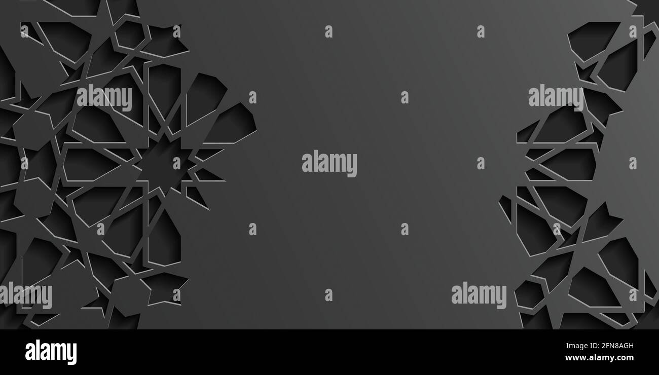 Black islamic pattern geometric background. Ramadan kareem oriental ...