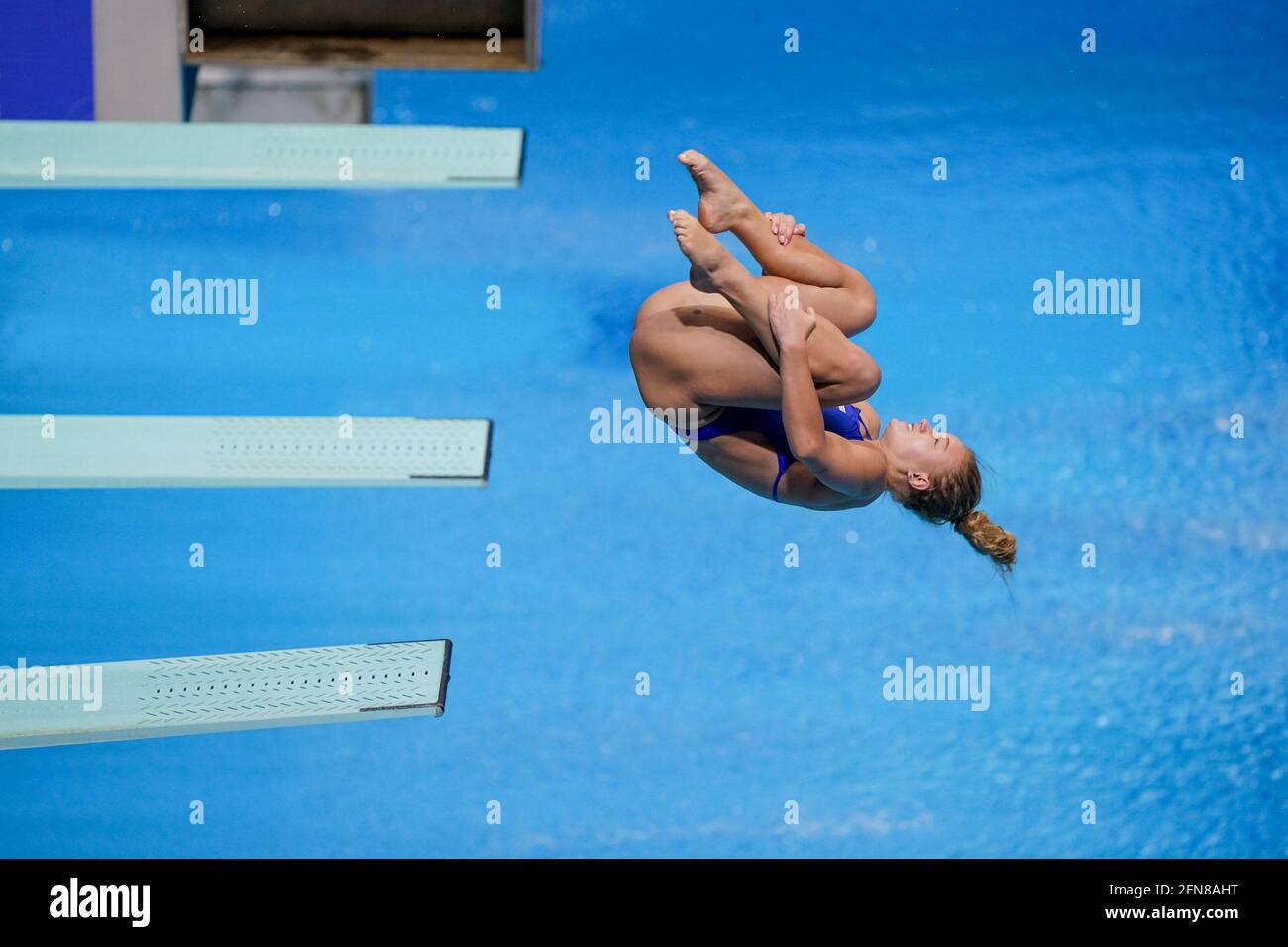 BUDAPEST, HUNGARY - MAY 15:  competing in the Womens 3M Springboard Preliminary during the LEN European Aquatics Championships Diving at Duna Arena on May 15, 2021 in Budapest, Hungary (Photo by Andre Weening/Orange Pictures) Stock Photo