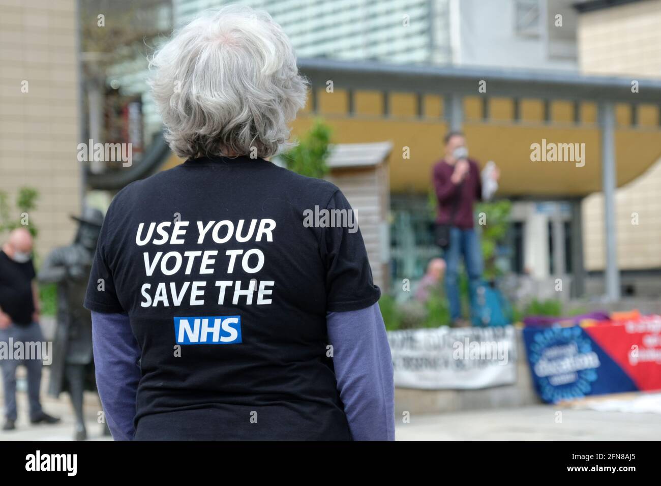Bristol, UK. 15th May, 2021. The group “NHS Workers say no” met in Millenium Square Bristol to protest their poor pay. They want a 15% restorative pay rise to make up for years of austerity. Credit: JMF News/Alamy Live News Stock Photo