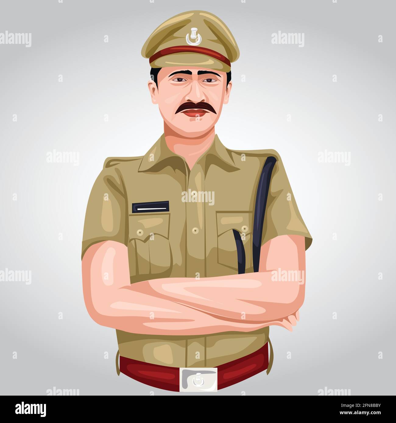 indian police officer front view vector illustration design Stock Vector