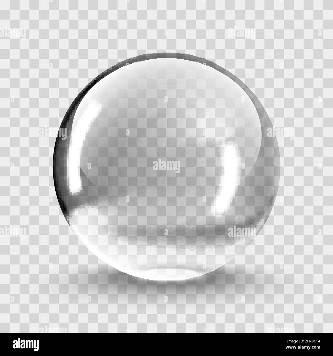 Crystal ball light vector on transparent background. Clear sphere