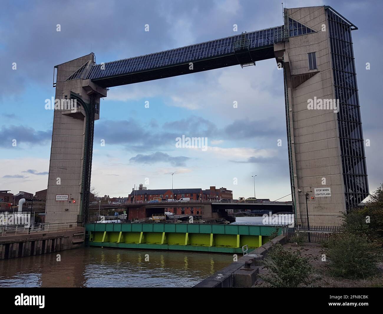 The River Hull tidal surge barrier is a flood control gate located on the River Hull in the city of Kingston upon Hull in the East Riding of Yorkshire Stock Photo