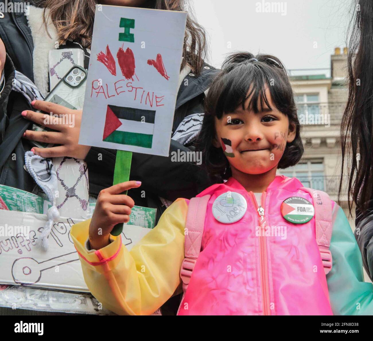 London 15 May 2021  On the day Palestinians celebrate Nakba Day ,they gathered in Marble Arch to march to the Israeli Embassy to protest at the lates violence in Israel.Paul Quezada-Neiman/Alamy Live News Stock Photo