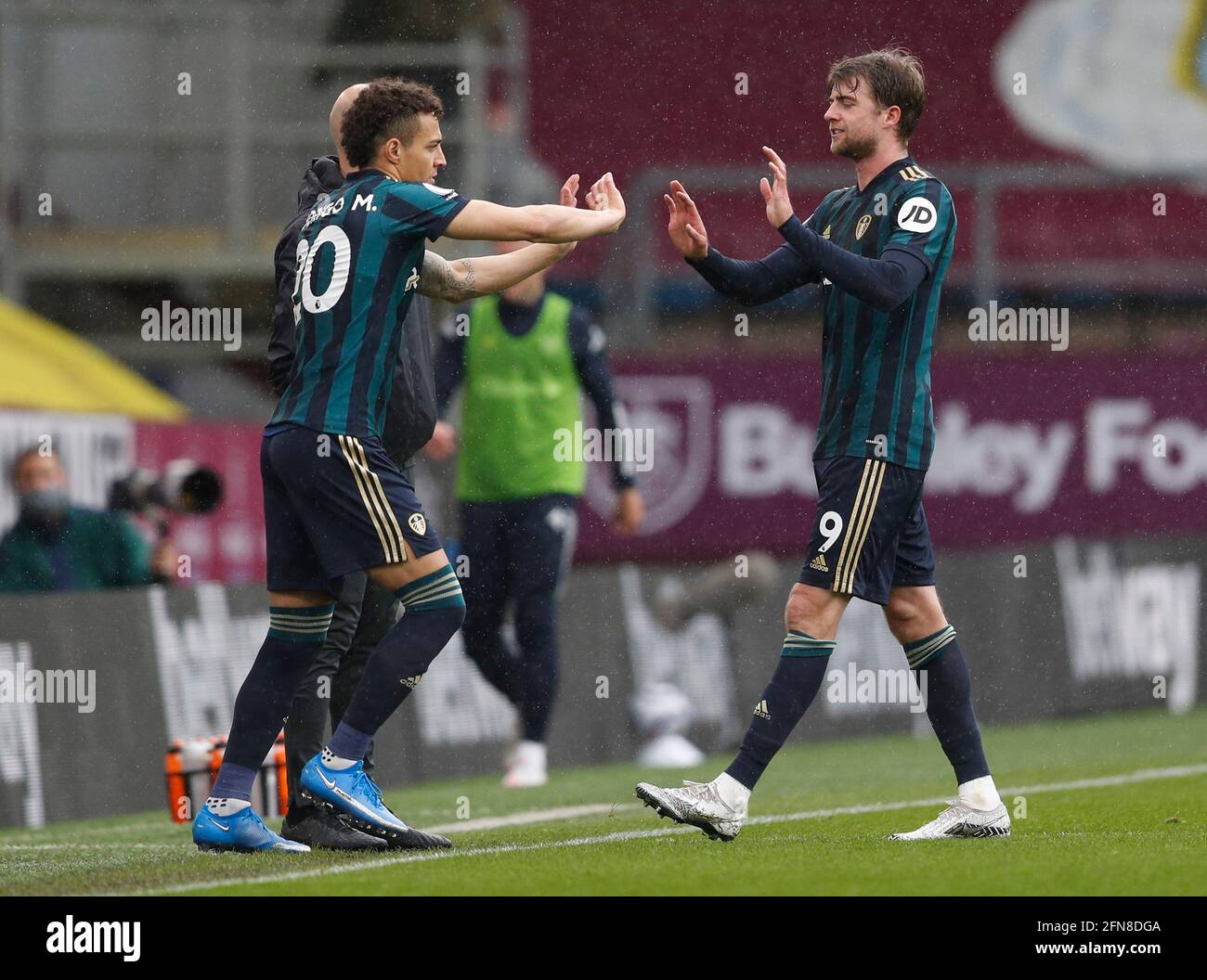 Burnley, UK. 15th May, 2021. Rodrigo Moreno of Leeds United replaces Patrick Bamford of Leeds United during the Premier League match at Turf Moor, Burnley. Picture credit should read: Darren Staples/Sportimage Credit: Sportimage/Alamy Live News Stock Photo