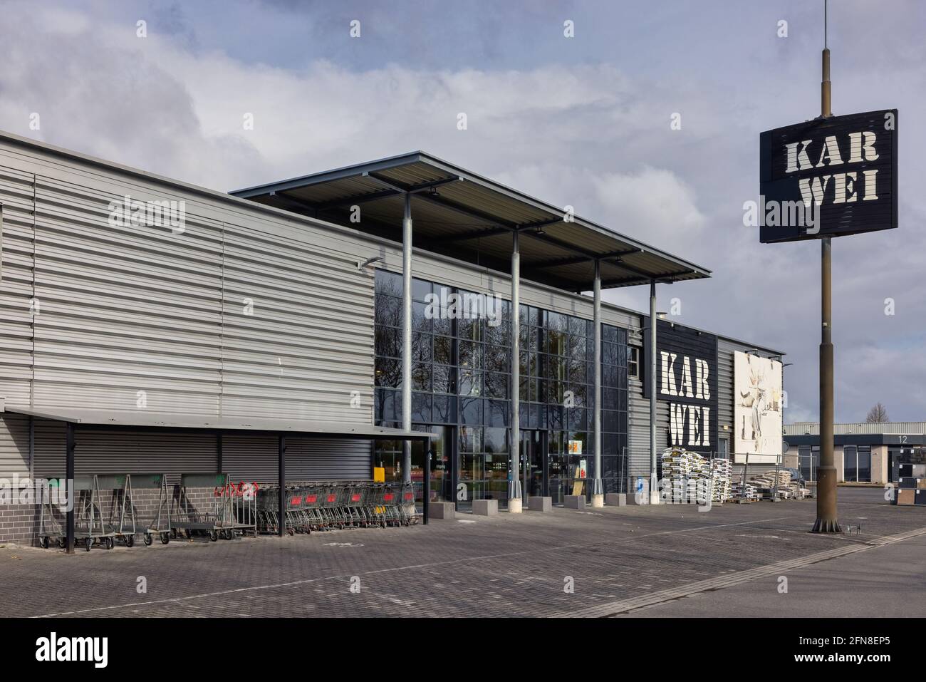 Emmeloord, The Netherlands - May 5, 2021: Industrial park with facade of  Karwei lumberyard Stock Photo - Alamy