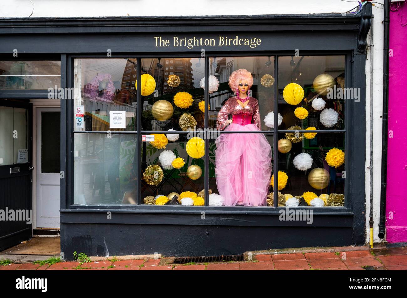 The quirky Brighton Birdcage boutique specialising in clothes for drag queens and trans gender in  Gloucester Road North Laine Brighton Sussex UK Stock Photo