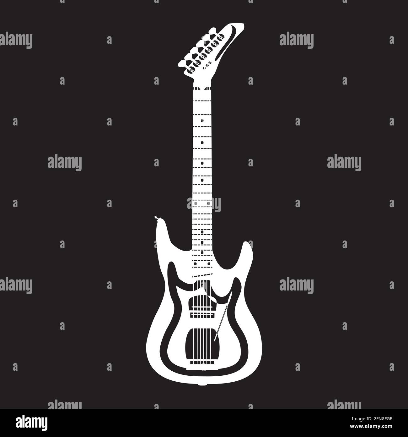 Electric guitar white template, vector illustration Stock Vector Image ...
