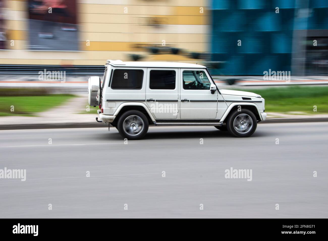 Ukraine Kyiv 26 April 21 White Mercedes Benz G Klasse Amg Car Moving On The Street Editorial Stock Photo Alamy