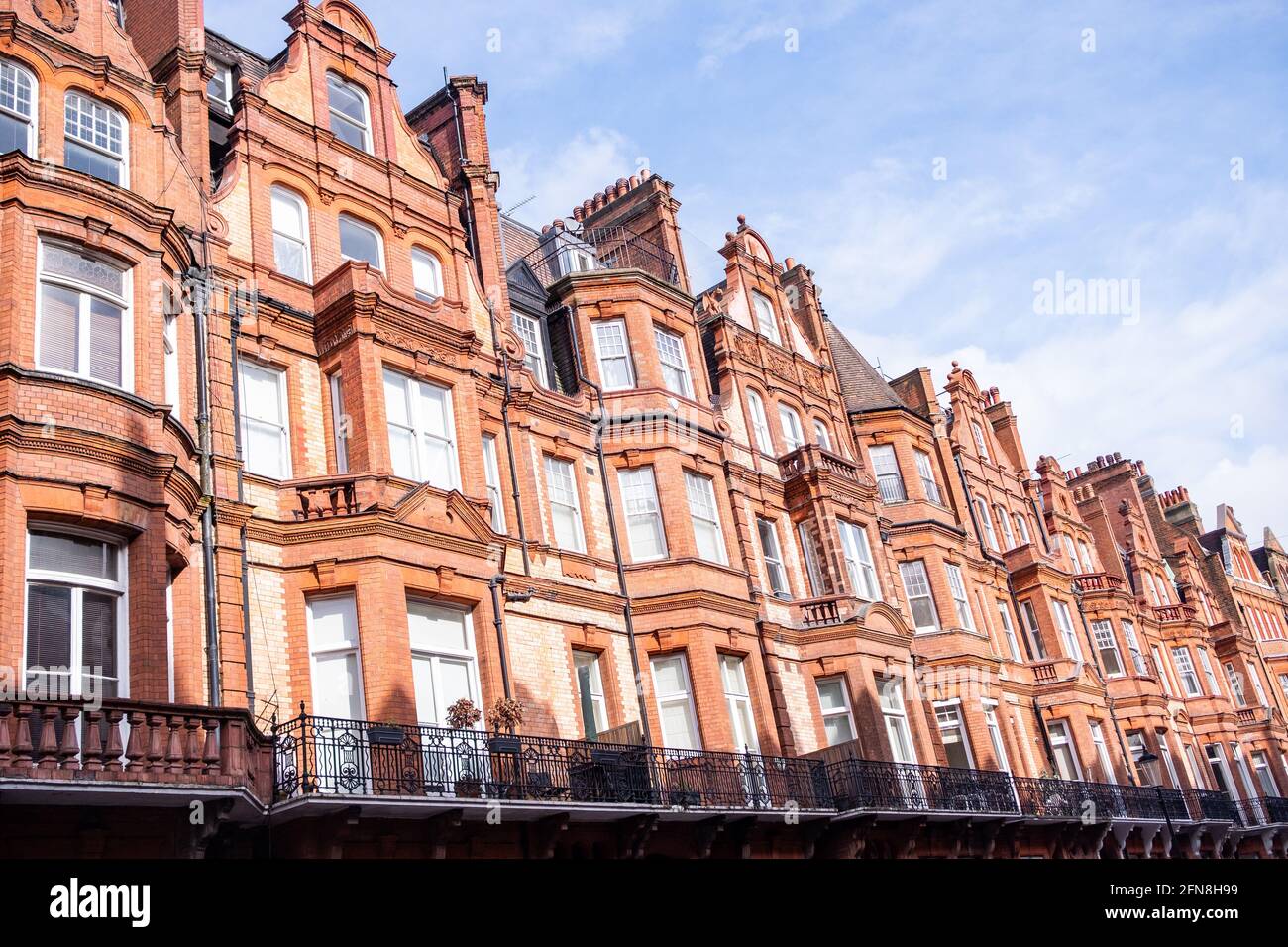 Street of upmarket London townhouses in Earls Court area of Kensington Stock Photo