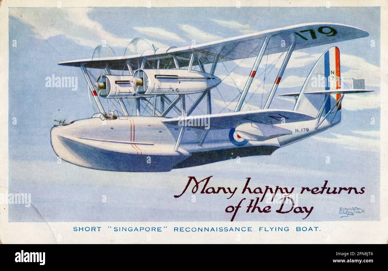 Short Singapore Reconaissance Flying Boat, 1930s. British biplane used by  the Royal Air Force as a long-range maritime patrol flying boat Stock Photo  - Alamy