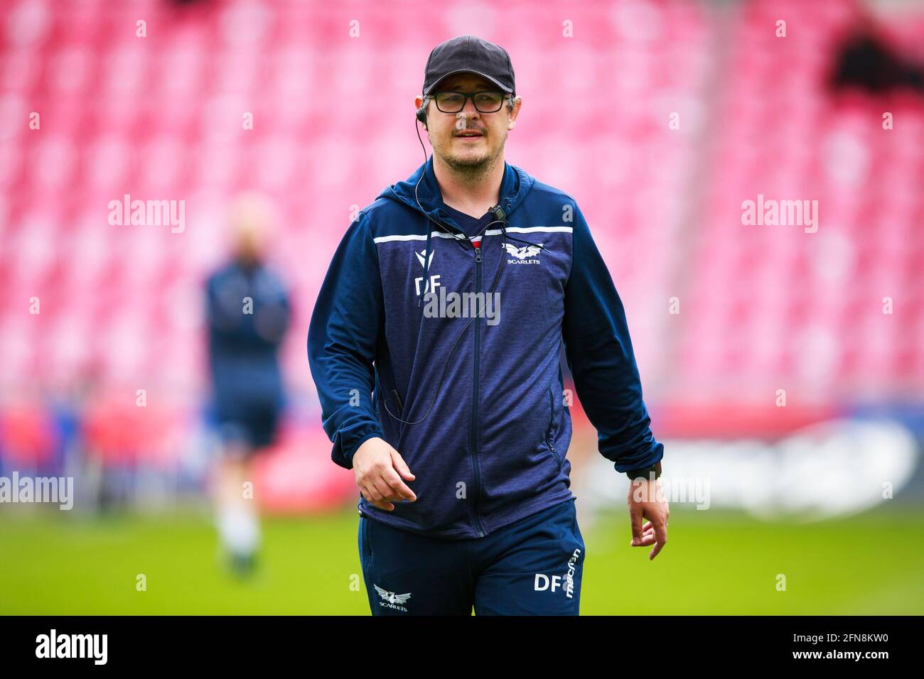 Llanelli, UK. 15 May, 2021. Scarlets interim head coach Dai Flanagan before the Scarlets v Cardiff Blues PRO14 Rainbow Cup Rugby Match. Credit: Gruffydd Thomas/Alamy Live News Stock Photo