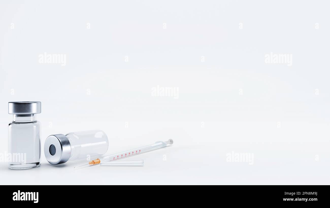 vaccine and syringe injection isolated on white. Medicine, COVID-19 ...